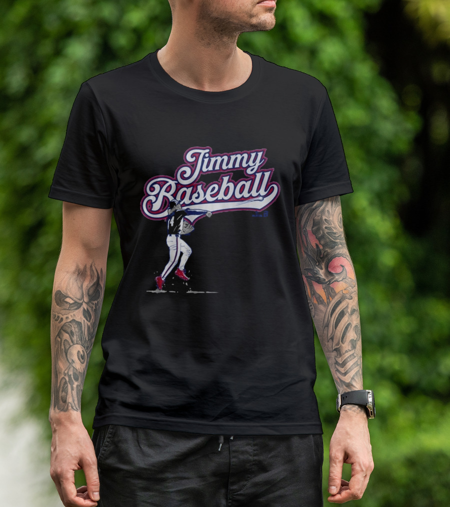Jimmy Baseball Vintage Style Player Swinging Bat T-Shirt