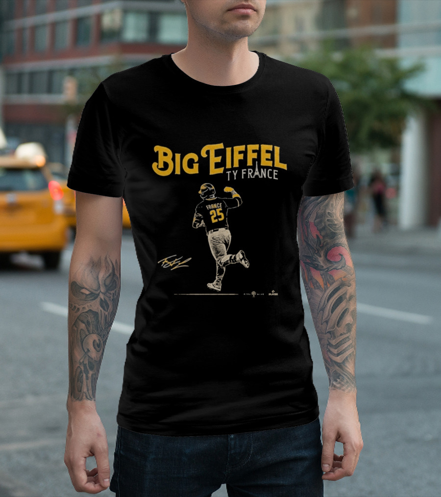 Big Eiffel Ty France 25 Baseball Player T-Shirt