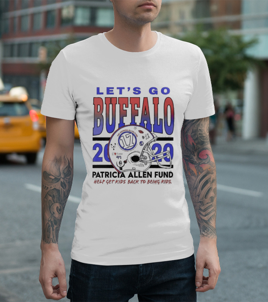 Let's Go Buffalo Patricia Allen Fund 2020 17 Helmet T-Shirt