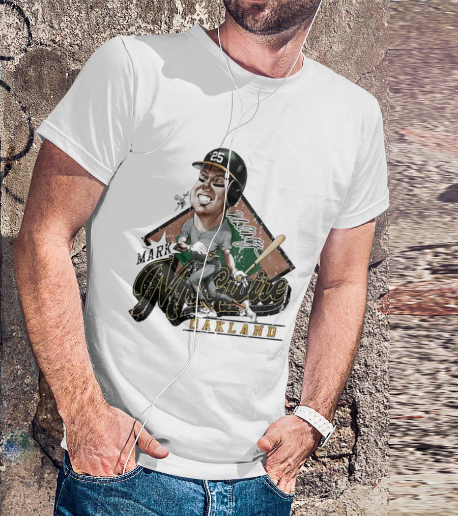 Mark McGwire Oakland Athletics Baseball Caricature Bruce Stark T-Shirt