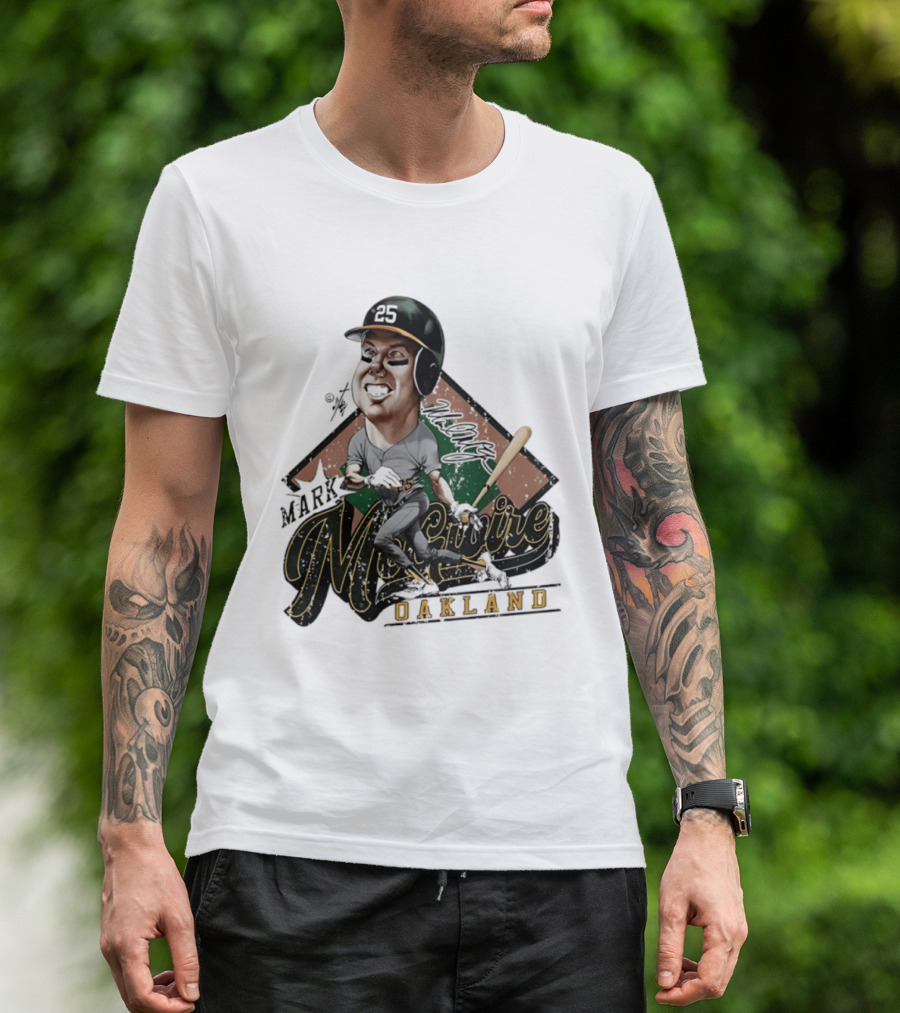 Mark McGwire Oakland Athletics Baseball Caricature Bruce Stark T-Shirt