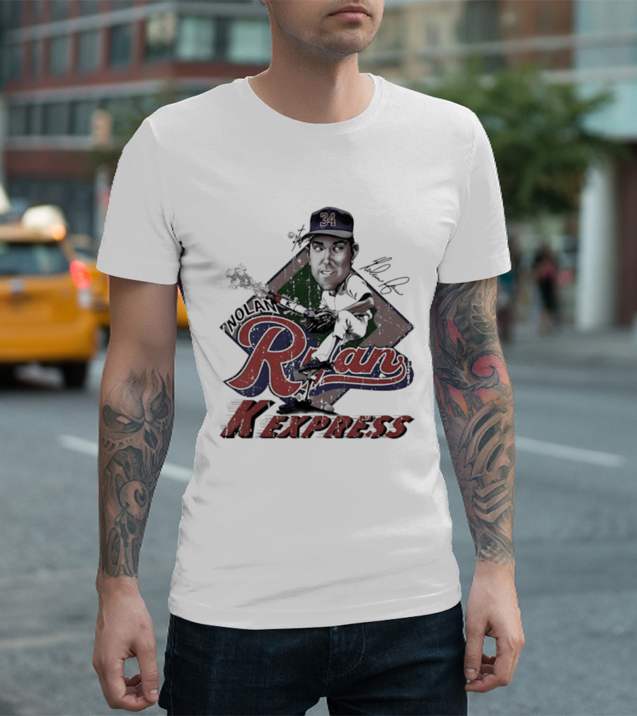 Nolan Ryan Texas Rangers Bruce Stark 34 K Express T-Shirt