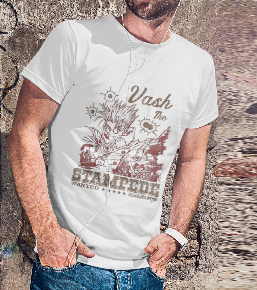 Vash The Stampede Wanted Bounty Hunter Anime T-Shirt