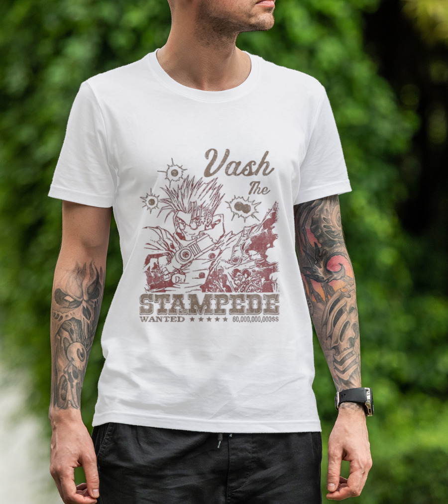 Vash The Stampede Wanted Bounty Hunter Anime T-Shirt