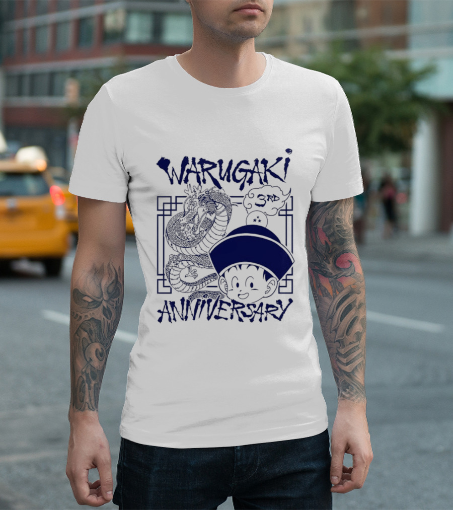 Warugaki 3th Anniversary With Dragon And Child In Blue T-Shirt