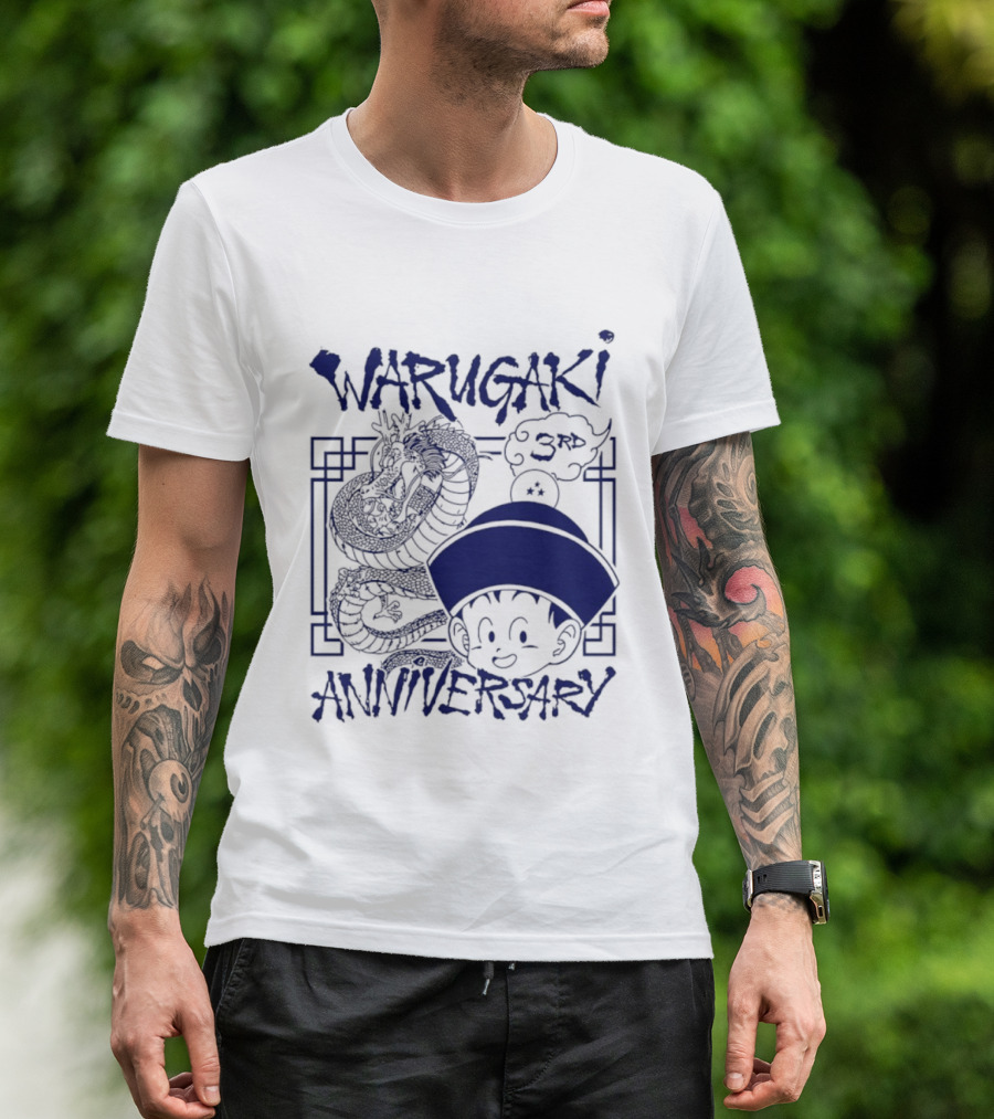 Warugaki 3th Anniversary With Dragon And Child In Blue T-Shirt