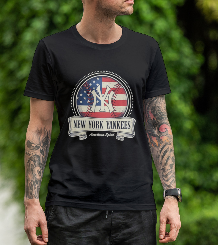 New York Yankees American Flag Baseball Emblem MLB T-Shirt