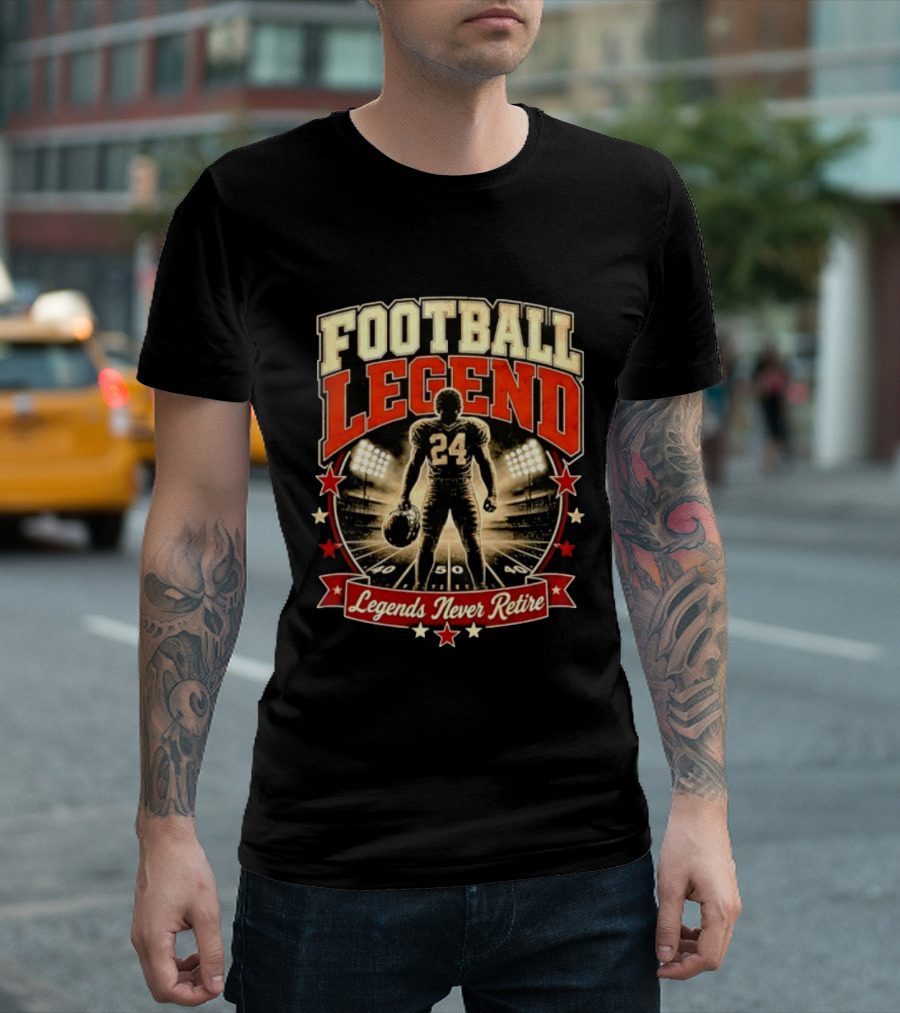 Football Legend 24 Legends Never Retire Stadium Stars T-Shirt