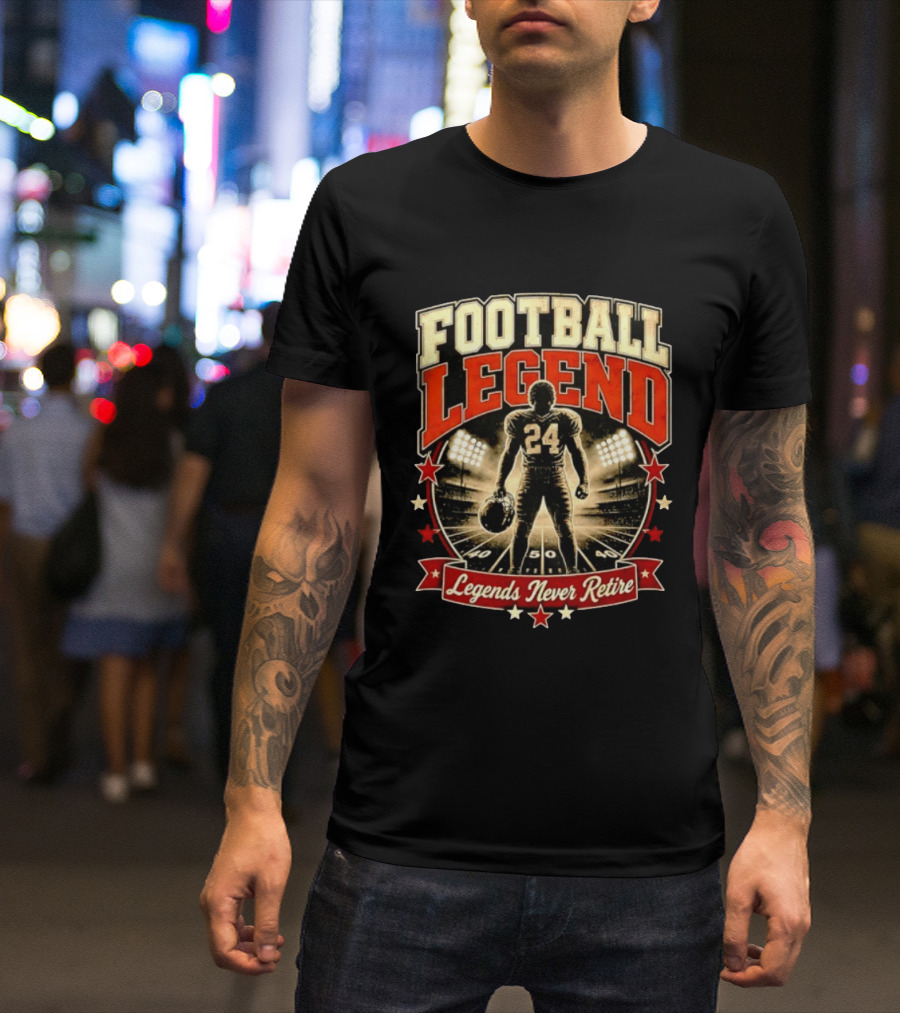 Football Legend 24 Legends Never Retire Stadium Stars T-Shirt