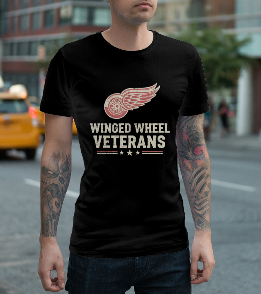 Winged Wheel Veterans Detroit Red Wings Three Stars T-Shirt