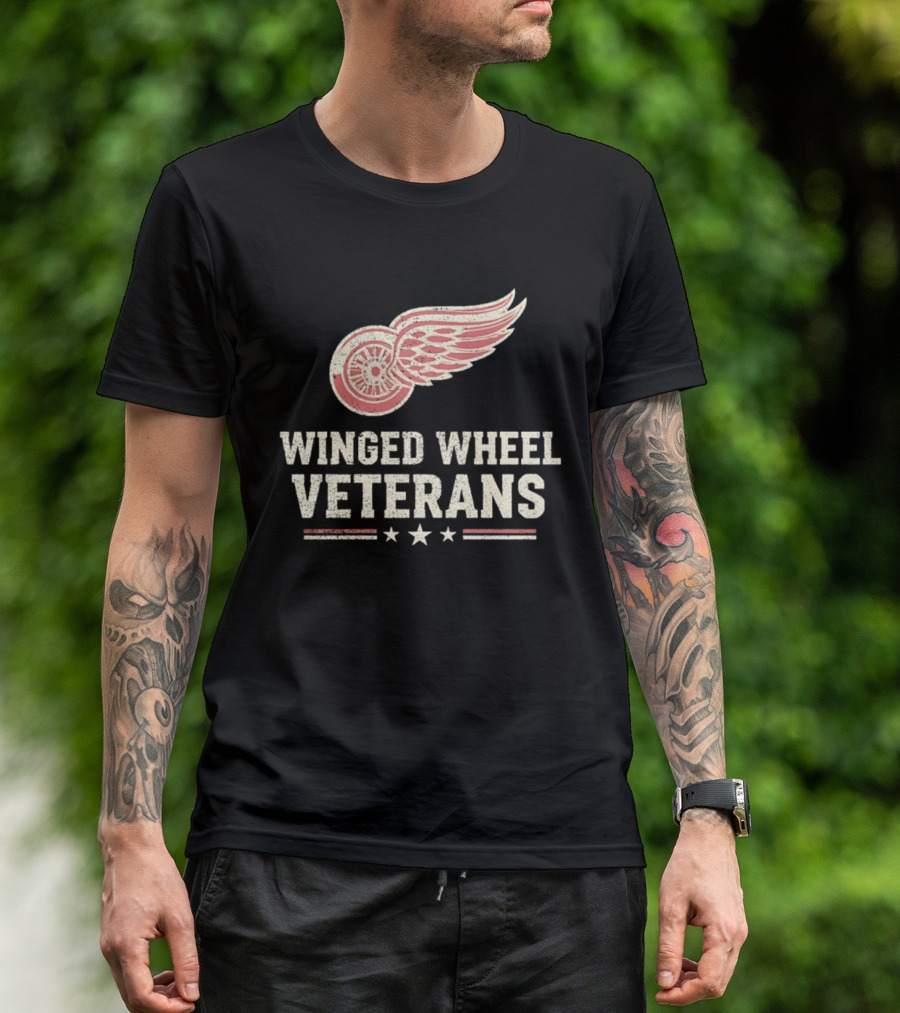 Winged Wheel Veterans Detroit Red Wings Three Stars T-Shirt