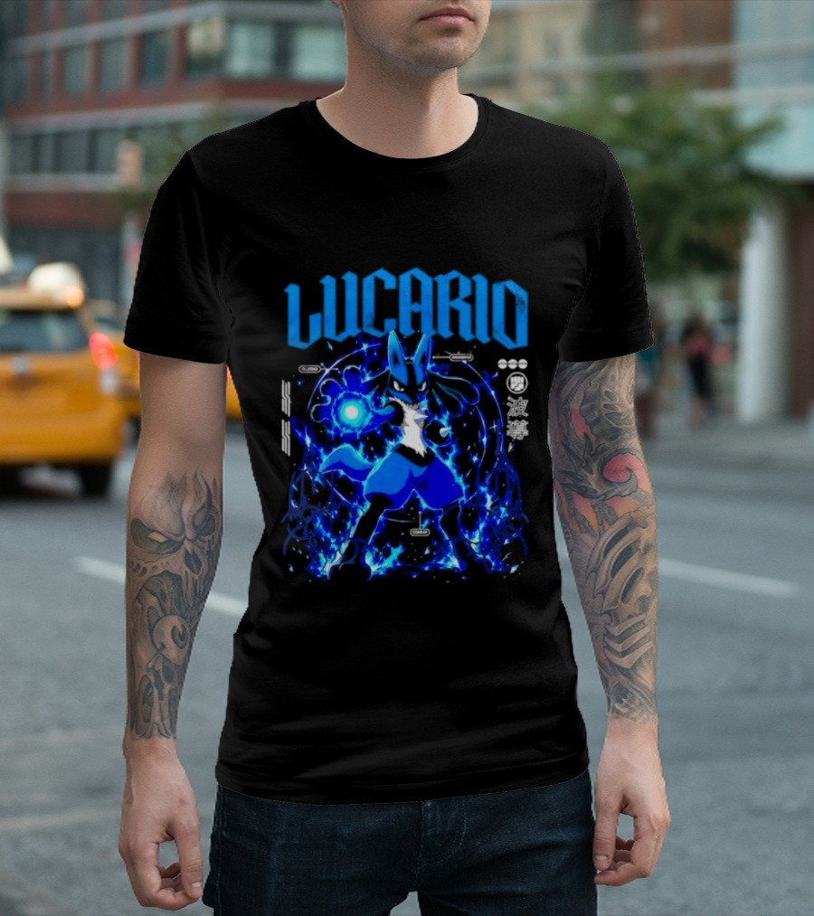 Lucario Fighting Awakened Combat Pokemon Aura Sphere Power T-Shirt