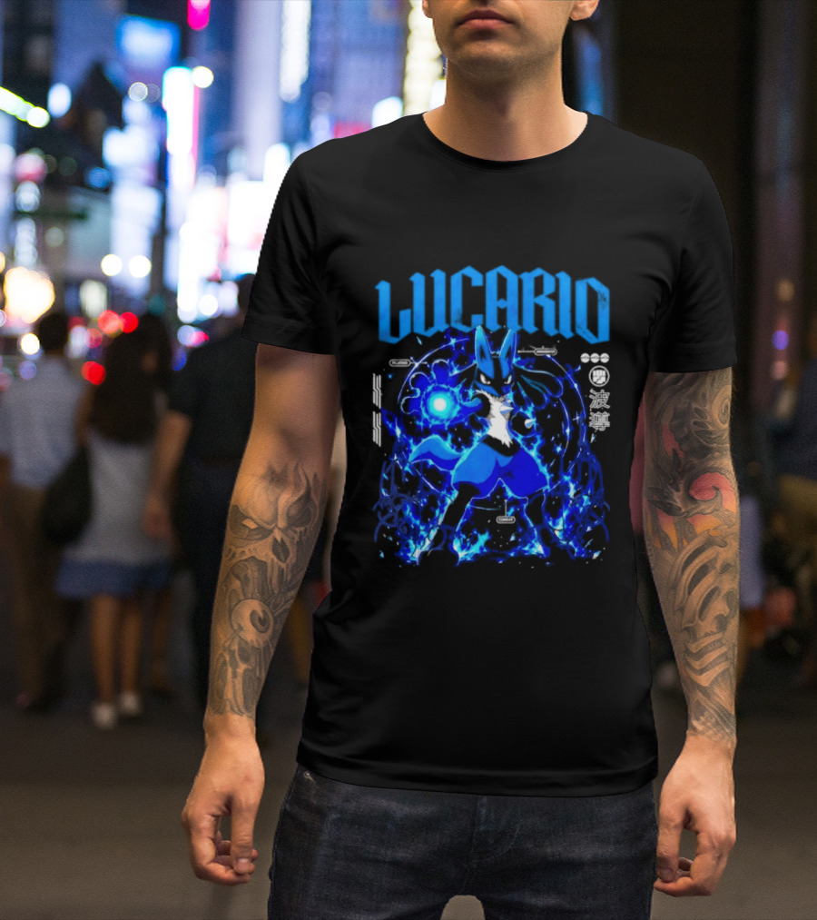 Lucario Fighting Awakened Combat Pokemon Aura Sphere Power T-Shirt