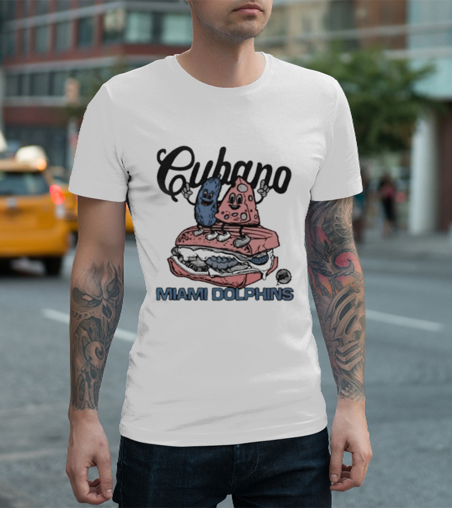 Cubano Miami Dolphins Sandwich And Characters T-Shirt