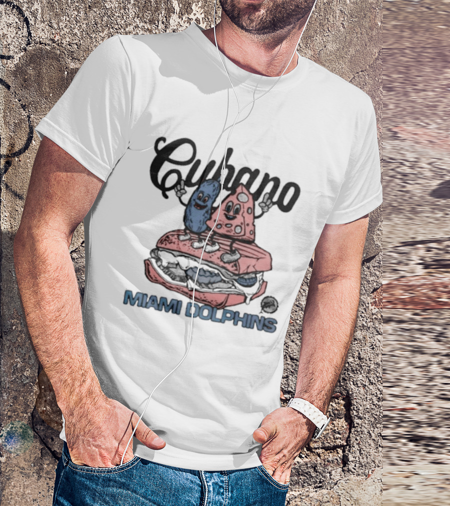 Cubano Miami Dolphins Sandwich And Characters T-Shirt
