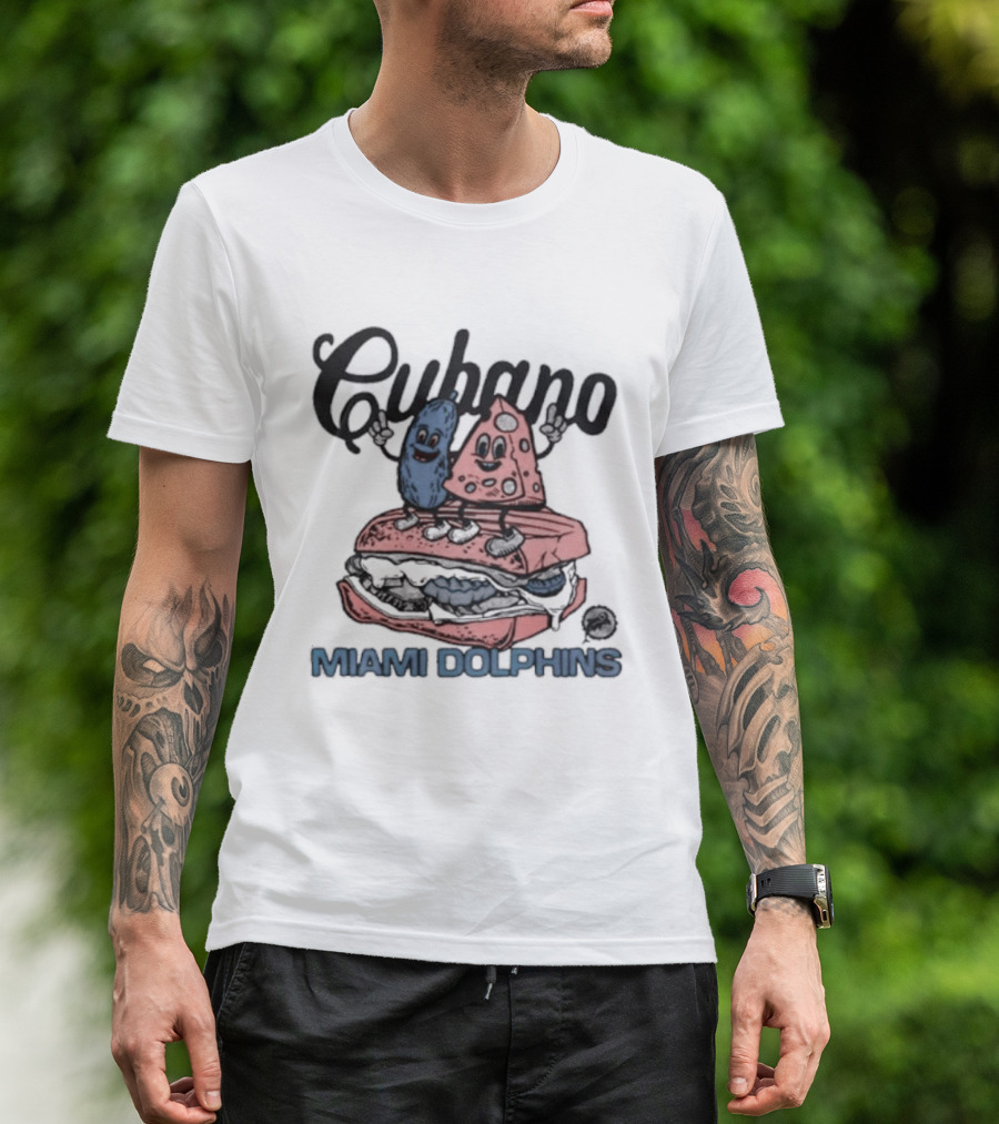 Cubano Miami Dolphins Sandwich And Characters T-Shirt