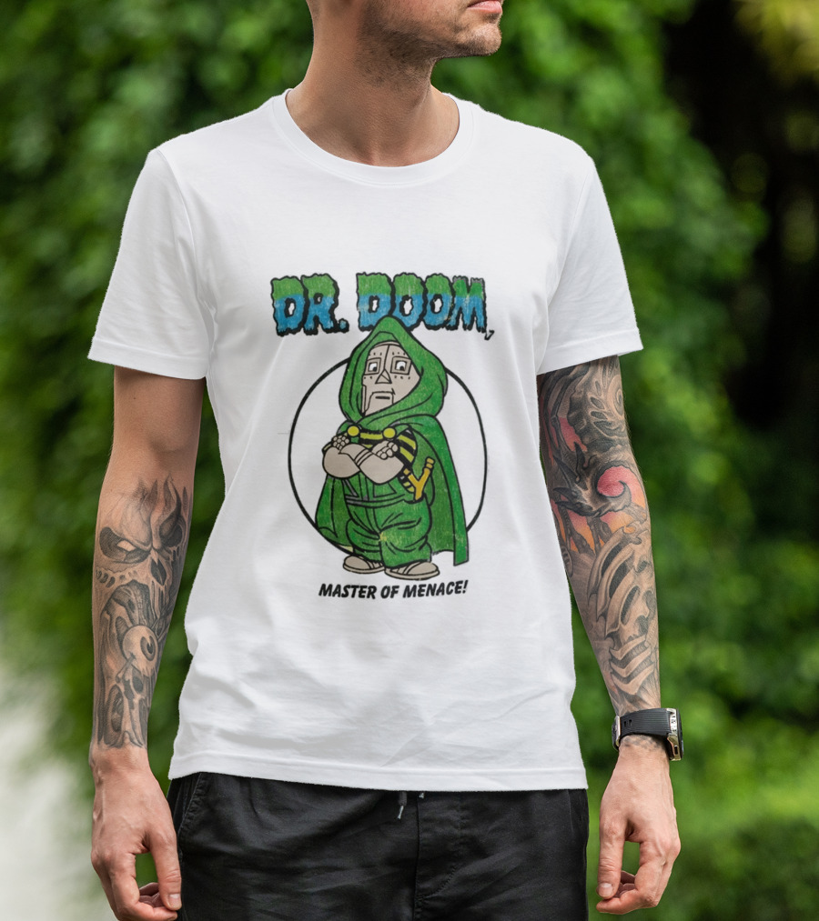 Dr Doom Master Of Menace Green Cloak Comic Style Villain T-Shirt
