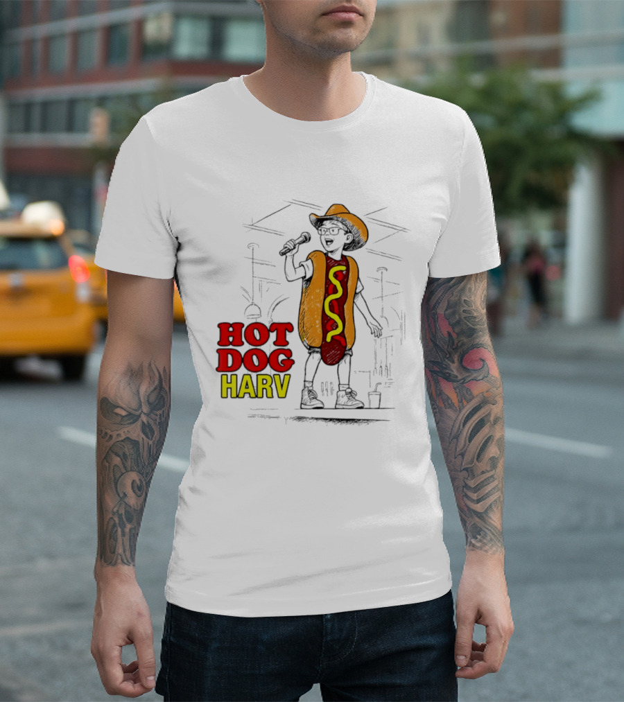 HOT DOG HARV Costume Stage Microphone Cowboy Hat T-Shirt