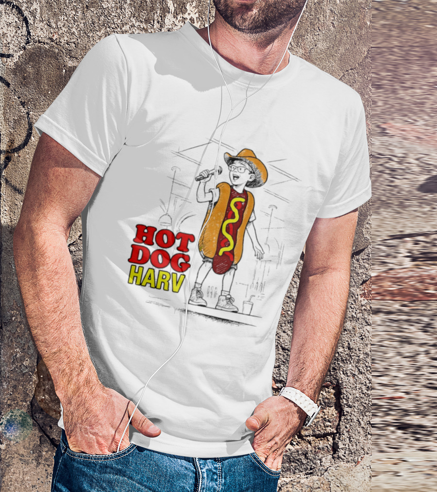 HOT DOG HARV Costume Stage Microphone Cowboy Hat T-Shirt