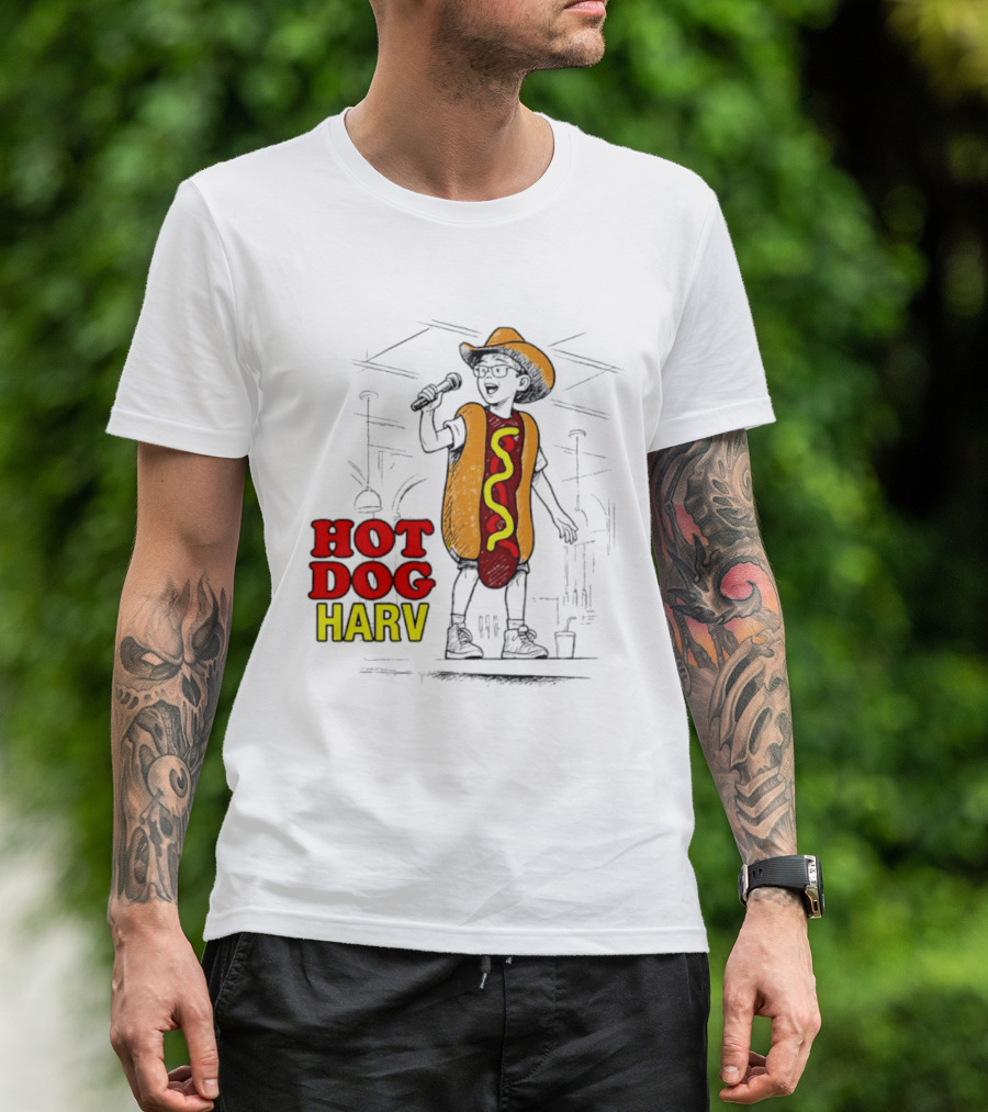HOT DOG HARV Costume Stage Microphone Cowboy Hat T-Shirt