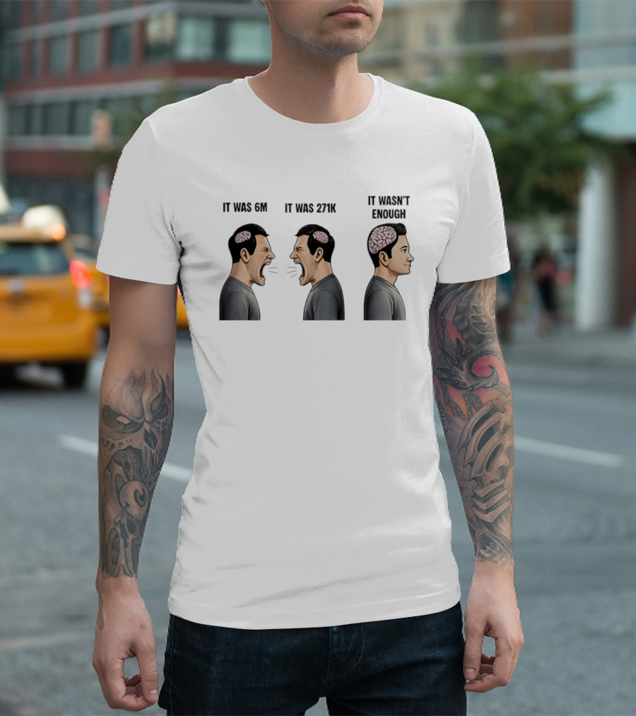 It Was 6M It Was 271K It Wasn't Enough Brain Scream Meme T-Shirt