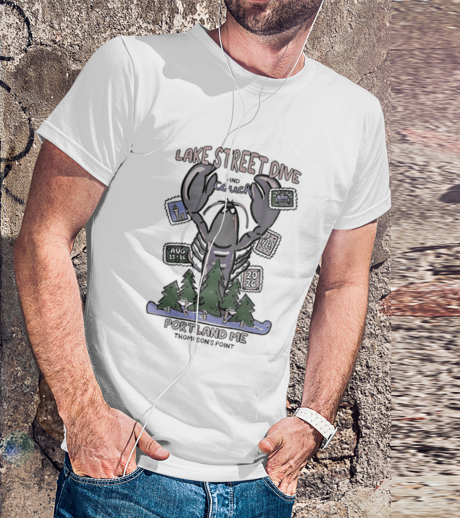 Lake Street Dive Portland ME Thompson's Point 2026 Lobster Trees Ski T-Shirt