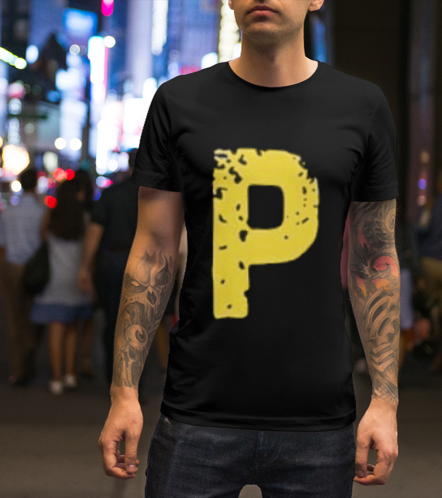 2026 Pirates IUP Night Yellow Pirate Letter P T-Shirt