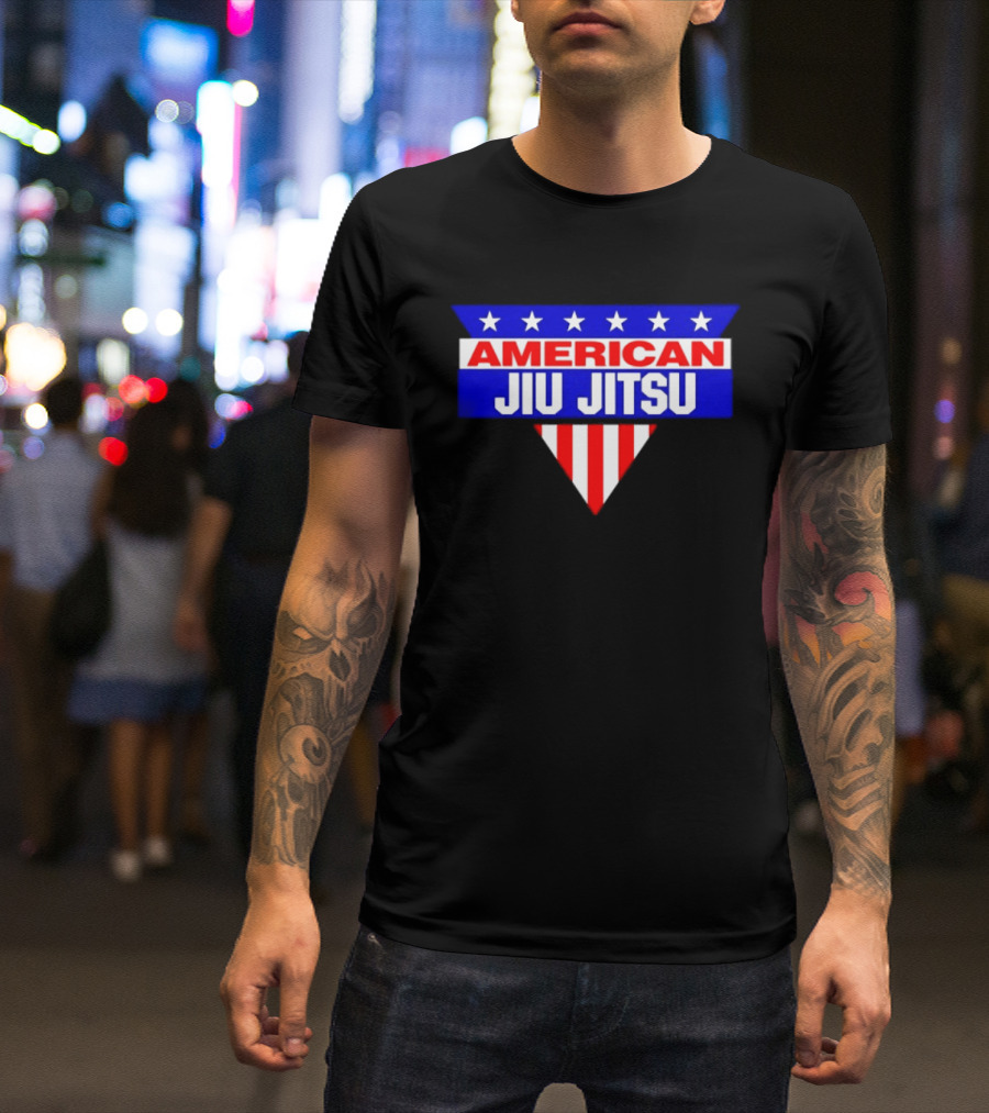 American Jiu Jitsu Stars And Stripes BJJ Martial Arts Grappling T-Shirt