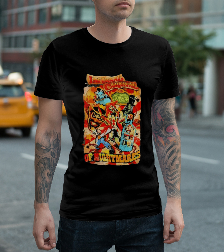 Infernal Carnival Of Nightmares Universal Orlando Halloween Horror Nights 35 Spooky Clown And Ghostly Characters T-Shirt