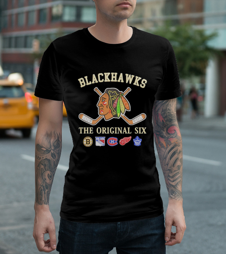 Blackhawks The Original Six Boston Bruins New York Rangers Montreal Canadiens Detroit Red Wings Toronto Maple Leafs T-Shirt
