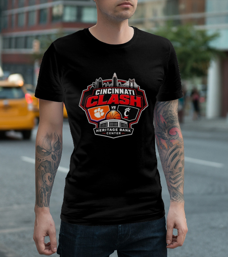 Clemson Vs Cincy Cincinnati Clash Heritage Bank Center 2026 T-Shirt