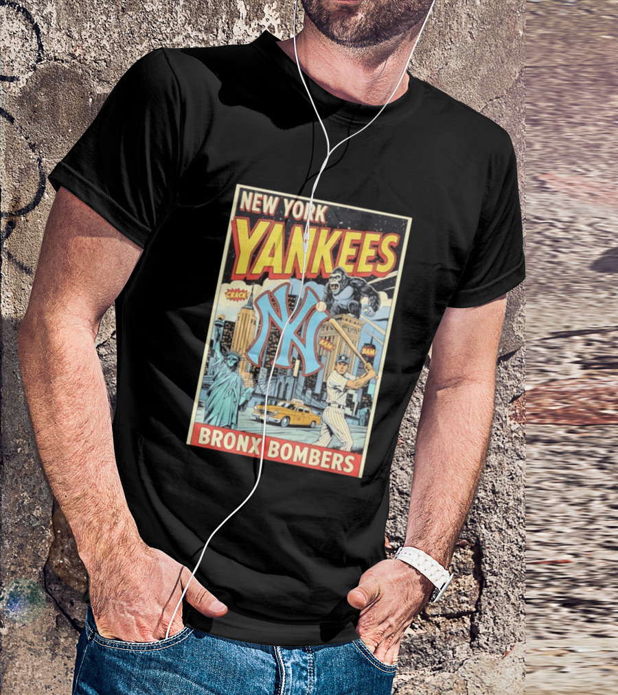 New York Yankees Bronx Bombers King Kong Baseball Statue Of Liberty Taxi Skyline T-Shirt