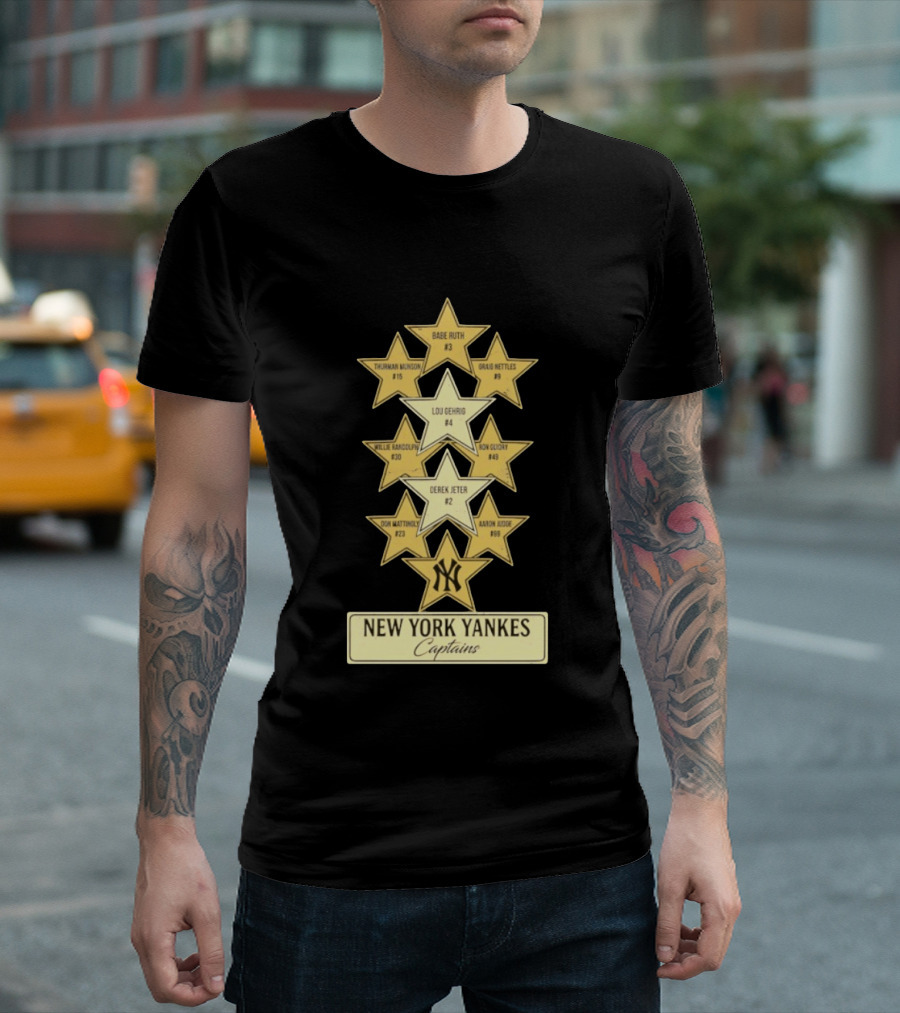 New York Yankees Captains Babe Ruth Lou Gehrig Derek Jeter Thurman Munson Graig Nettles Willie Randolph Ron Guidry Don Mattingly Aaron Judge T-Shirt