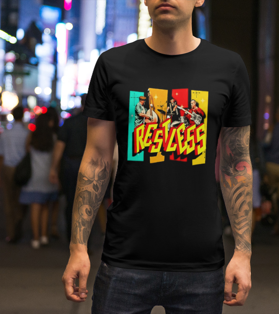 Restless Band Rockabilly Psychobilly Music Members Colorful Performance T-Shirt
