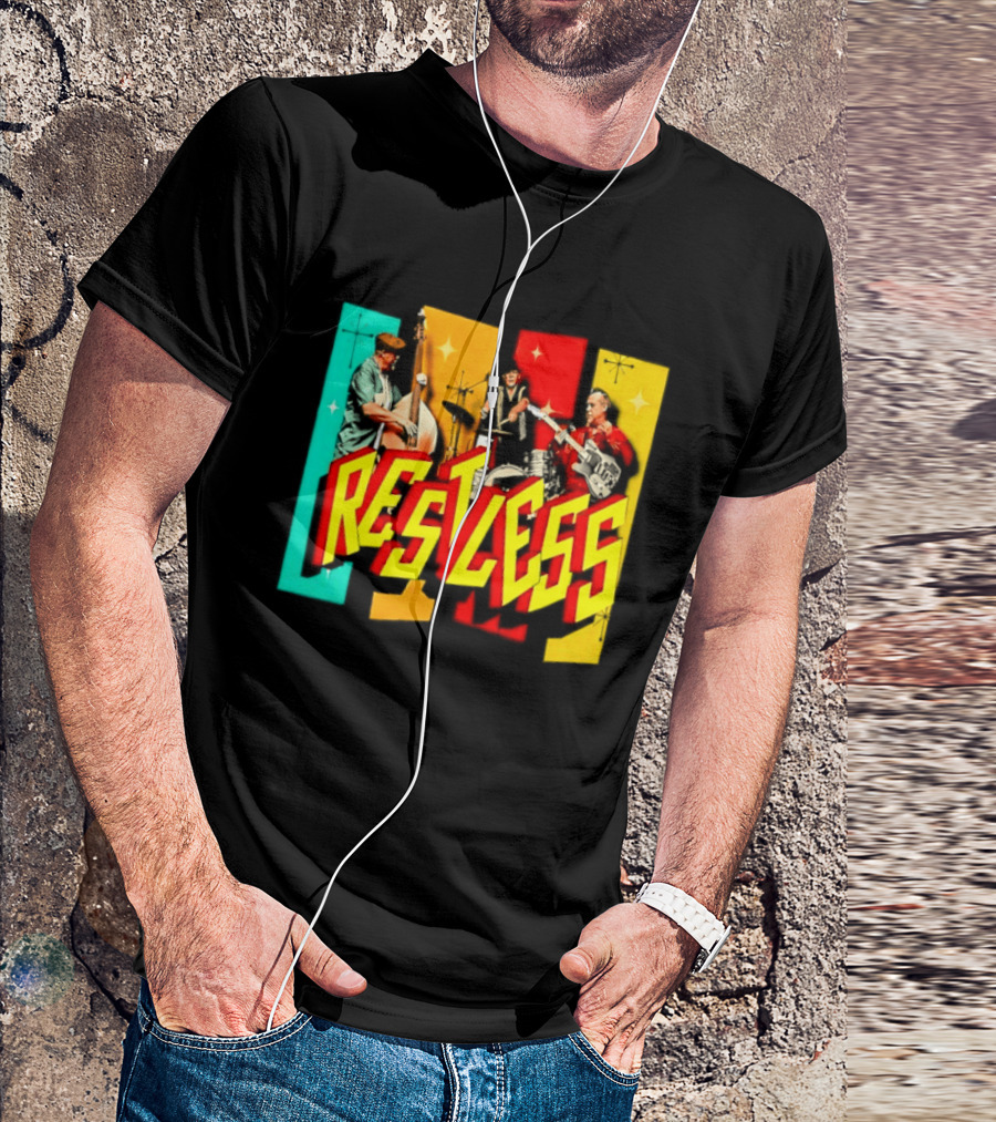 Restless Band Rockabilly Psychobilly Music Members Colorful Performance T-Shirt