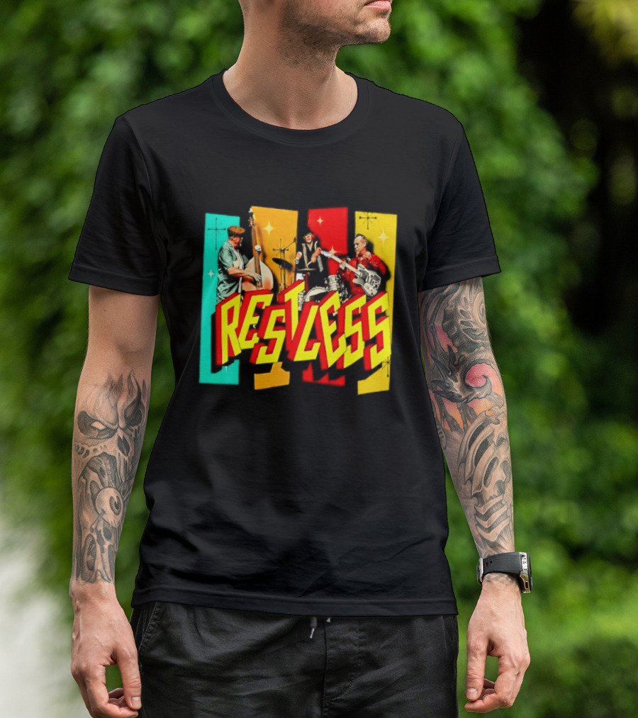 Restless Band Rockabilly Psychobilly Music Members Colorful Performance T-Shirt