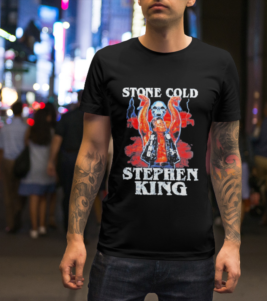 Stone Cold Stephen King 3 16 WWE Horror Scary Mashup T-Shirt