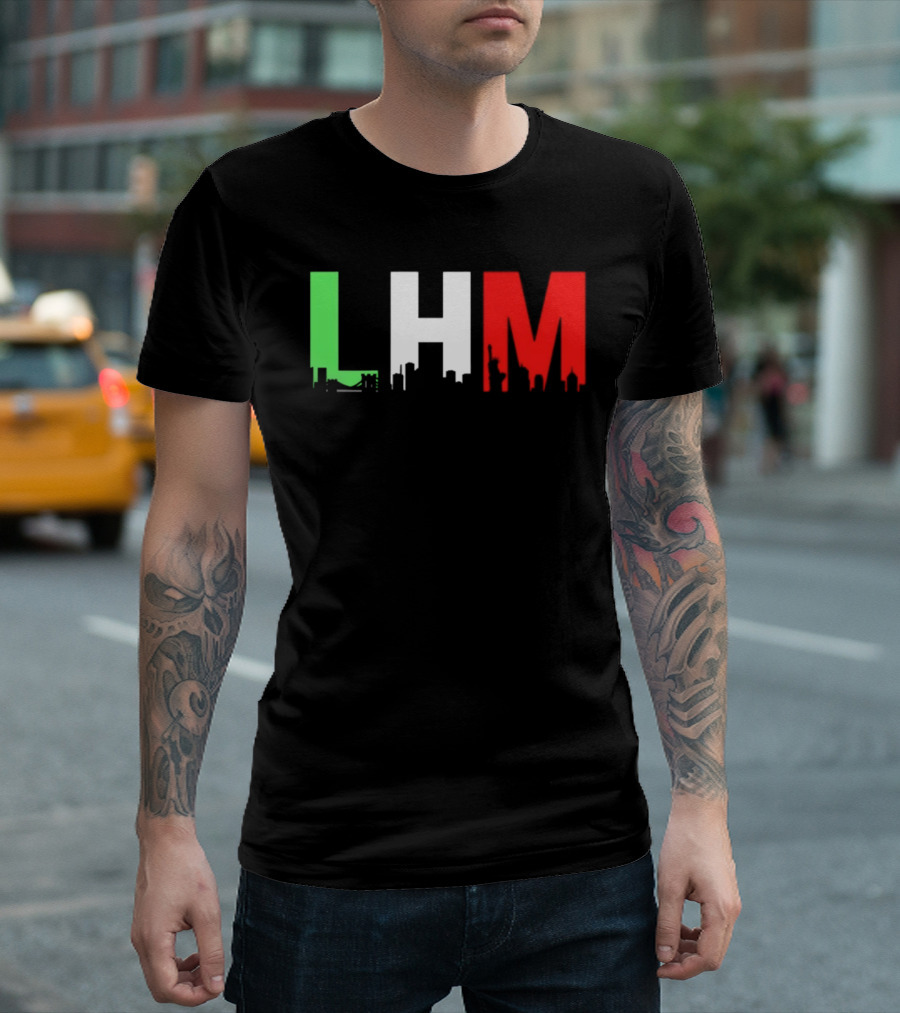 Stream Yvng Mobster LHM NYC Skyline Green White Red Drip Letters T-Shirt