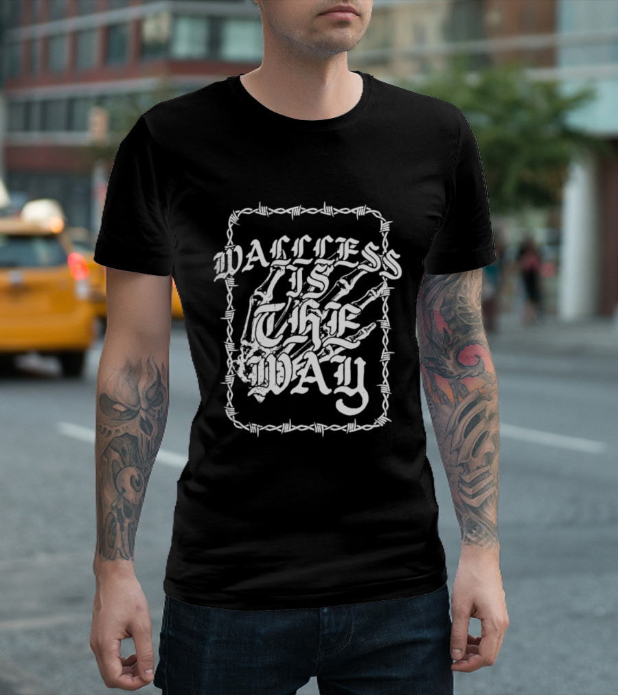Wallless Is The Way Adam Wacker X WhiteCrayon Collaboration Barbed Skeleton T-Shirt
