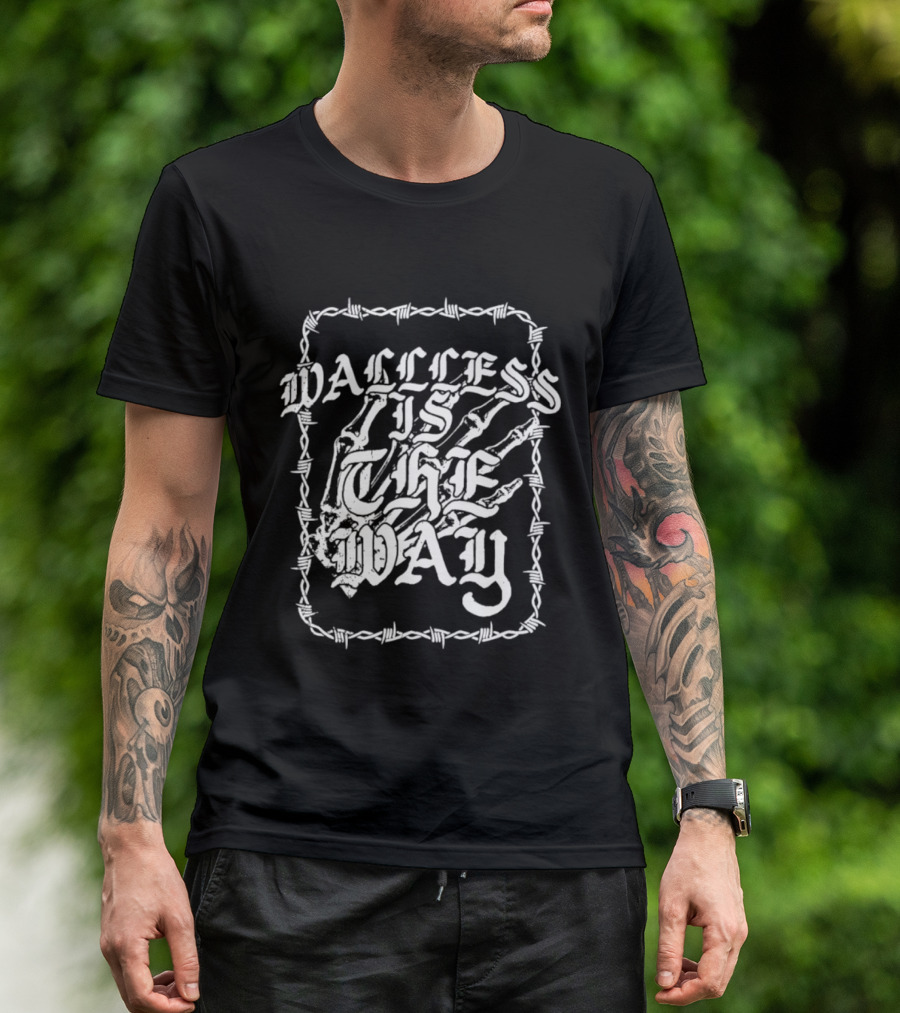 Wallless Is The Way Adam Wacker X WhiteCrayon Collaboration Barbed Skeleton T-Shirt