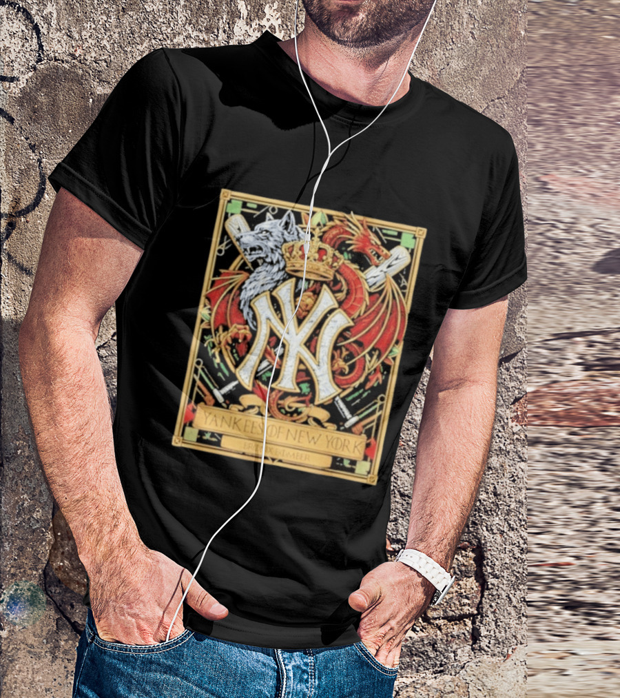 Yankees Of New York Bronx Bomber MLB Baseball Wolf Dragon Crown NY Crest T-Shirt