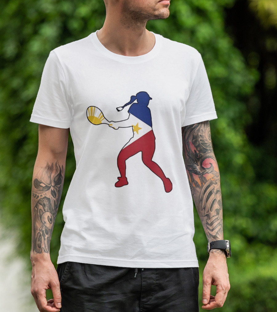 Alexandra Eala Tennis Player Silhouette Philippines Flag T-Shirt