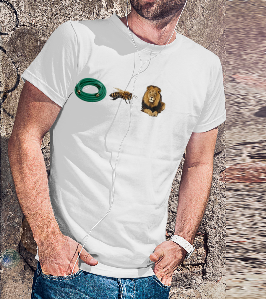 Hose Bee Lion Rebus Wordplay Pun Gardening Humor T-Shirt