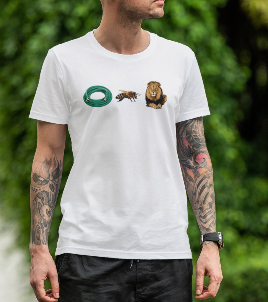 Hose Bee Lion Rebus Wordplay Pun Gardening Humor T-Shirt