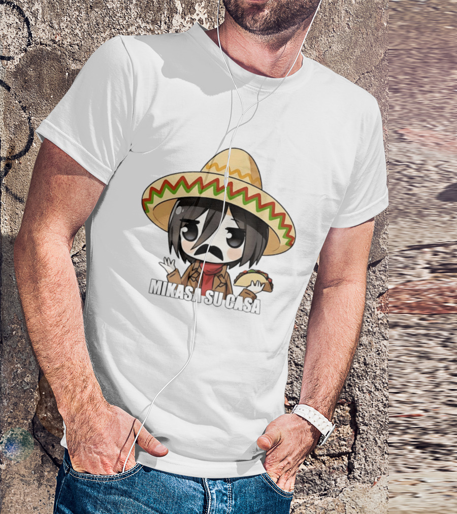 Mikasa Su Casa Funny Anime Taco Sombrero Mikasa Ackerman T-Shirt