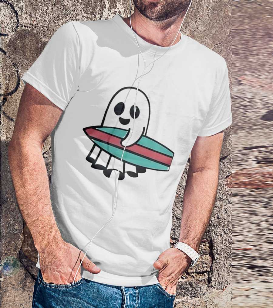 Ghost With Surfboard Adventure Surfing Ghost Fun T-Shirt