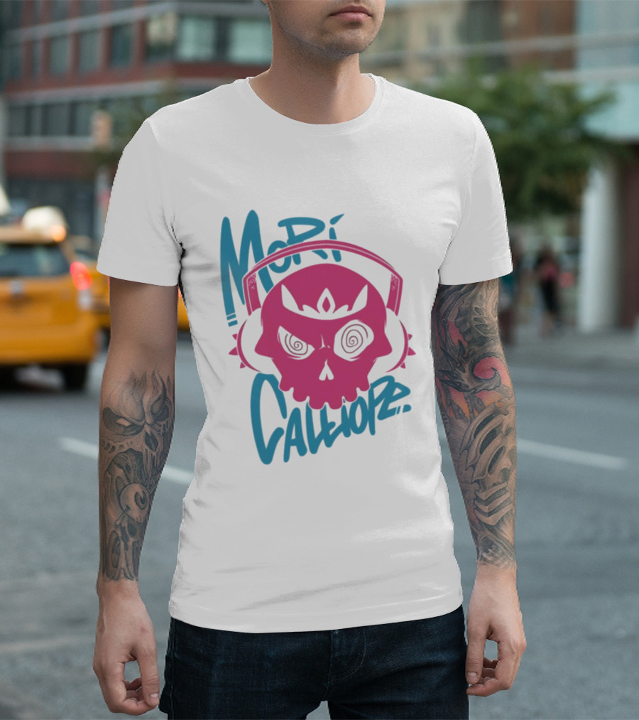 Mori Calliope Pink Skull With Headphones T-Shirt