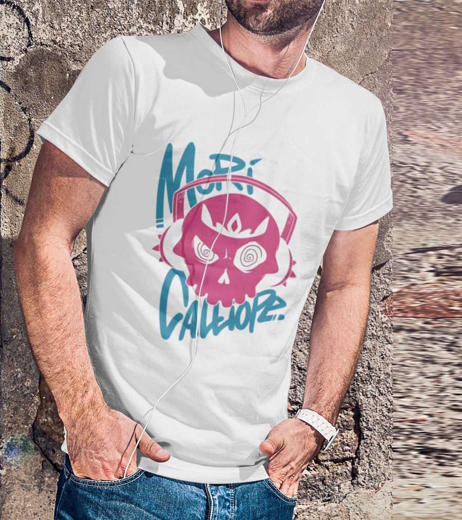 Mori Calliope Pink Skull With Headphones T-Shirt