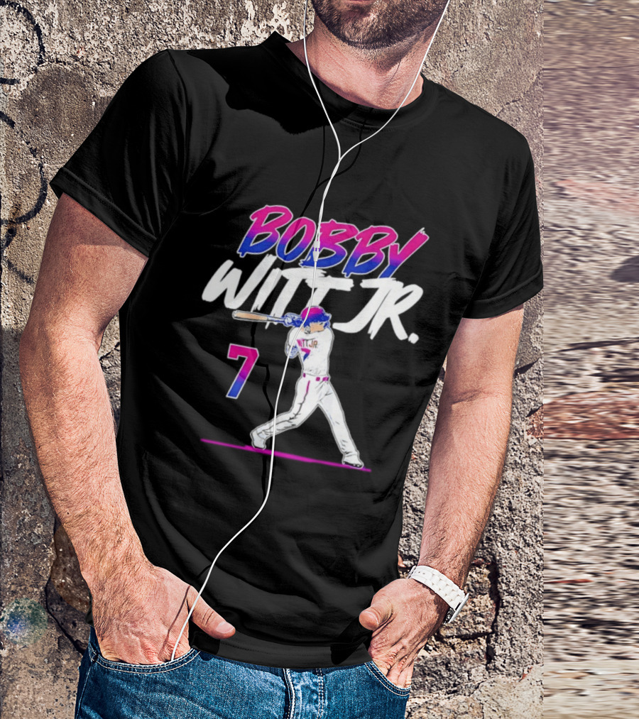Bobby Witt Jr. 7 Kansas City Royals MLB Slugger Swing T-Shirt