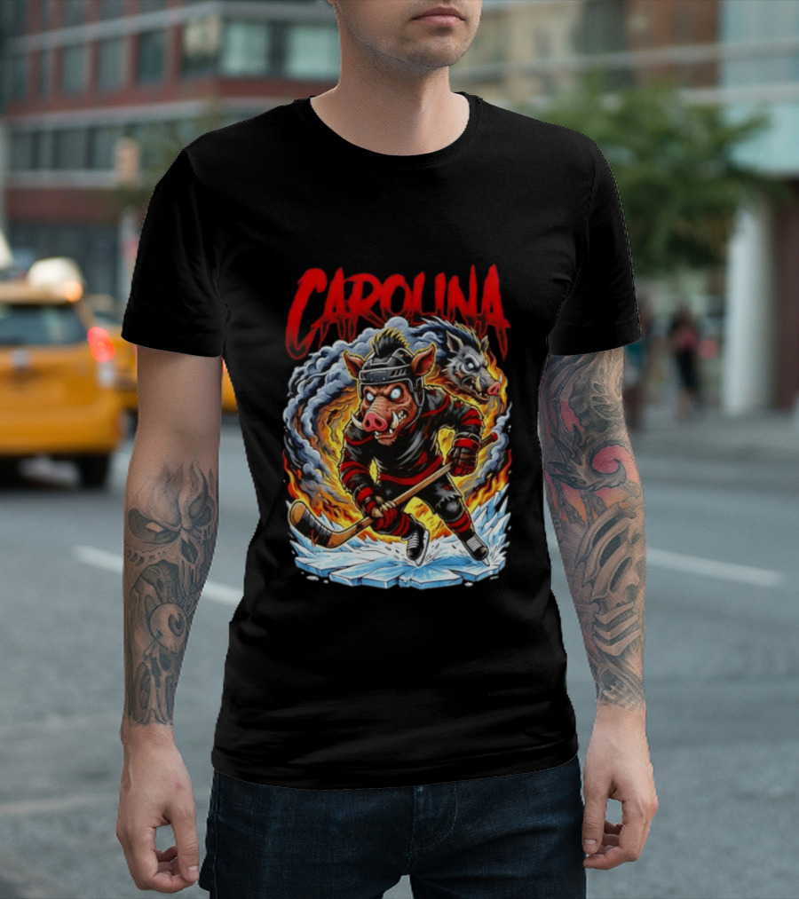 Carolina Hurricanes Stormy Hockey Player Ice Action T-Shirt